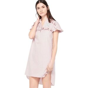 Sandro Paris Sidges Ruffle-Trim Shirt Dress Size 1